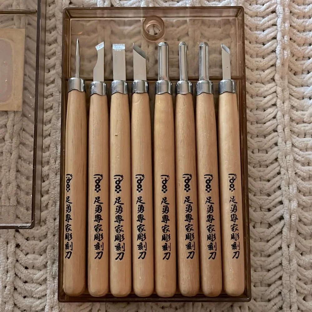🌟Vintage Taiwan Wooden Fine Art Carving Tools Linoleum Wood Set Eight (x8)🌟 - Picture 5 of 7